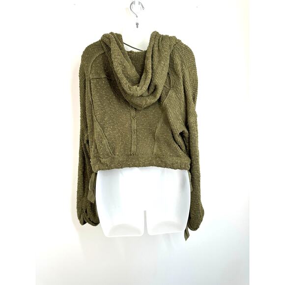 Free People Cropped Cotton-Blend Wrap Sweater with Side Ties Size Medium - Picture 4 of 10